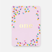 Roze en Gold Girl's First Birthday Confetti Folie Uitnodiging
