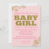 Roze en Gold Glitter Baby Girl Shower Kaart (Voorkant)