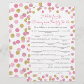 Roze en Gold Glitter Baby shower Advice Game Kaart (Voorkant / Achterkant)