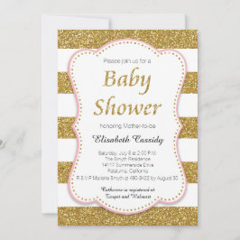 Roze en Gold Glitter Baby shower Invitation Kaart