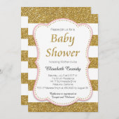 Roze en Gold Glitter Baby shower Invitation Kaart (Voorkant / Achterkant)
