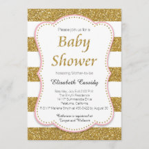 Roze en Gold Glitter Baby shower Invitation
