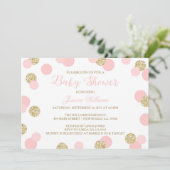Roze en Gold Glitter Baby Shower-uitnodigingen Kaart (Staand voorkant)