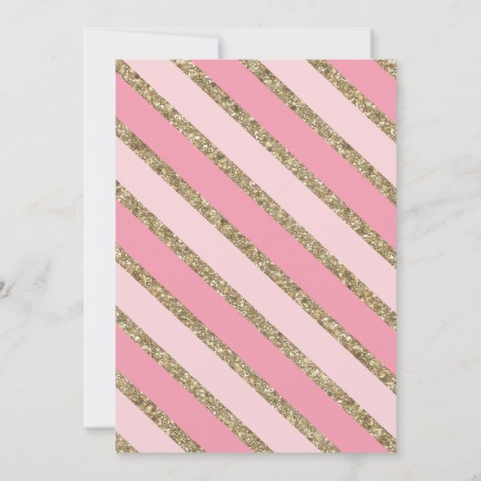 Roze en Gold Glitter Banner Surprise Party Kaart (Achterkant)