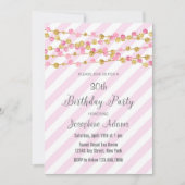 Roze en Gold Glitter Birthday Invitation Kaart (Voorkant)