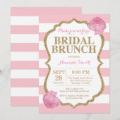 Roze en Gold Glitter Bridal Brunch Uitnodiging (Voorkant / Achterkant)
