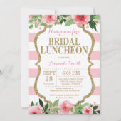 Roze en Gold Glitter Bridal Luncheon Uitnodiging (Voorkant)