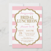 Roze en Gold Glitter Bridal Luncheon Uitnodiging (Voorkant)