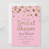 Roze en Gold Glitter Bridal Shower Kaart (Voorkant)