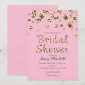 Roze en Gold Glitter Bridal Shower Kaart (Voorkant / Achterkant)