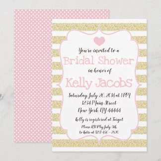 Roze en Gold Glitter Bridal Shower Kaart