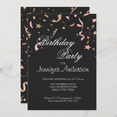 Roze en Gold Glitter-Confetti op zwarte achtergron (Voorkant / Achterkant)