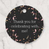 Roze en Gold Glitter-Confetti op zwarte achtergron Bedankjes Labels (Achterkant)