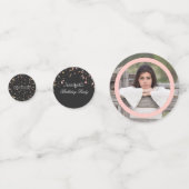 Roze en Gold Glitter-Confetti op zwarte achtergron Confetti (Voorkanten)