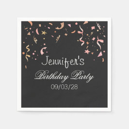 Roze en Gold Glitter-Confetti op zwarte achtergron Servet