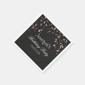 Roze en Gold Glitter-Confetti op zwarte achtergron Servet (Hoek)