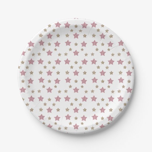 Roze en Gold Glitter Dessert Paper Bord (Voorkant)