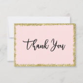 Roze en Gold Glitter Hartelijk dank Bedankkaart (Voorkant)