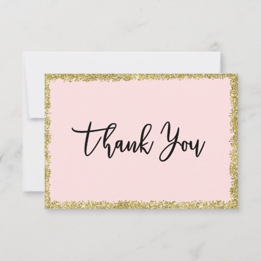 Roze en Gold Glitter Hartelijk dank Bedankkaart (Voorkant)