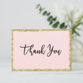 Roze en Gold Glitter Hartelijk dank Bedankkaart (Staand voorkant)