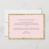 Roze en Gold Glitter Hartelijk dank Bedankkaart (Achterkant)