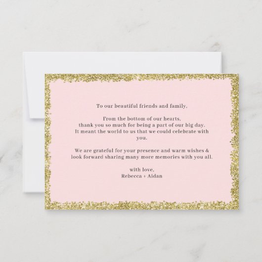 Roze en Gold Glitter Hartelijk dank Bedankkaart (Achterkant)