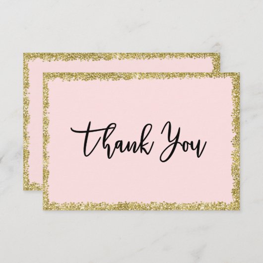 Roze en Gold Glitter Hartelijk dank Bedankkaart (Voorkant / Achterkant)