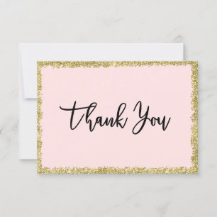 Roze en Gold Glitter Hartelijk dank Bedankkaart