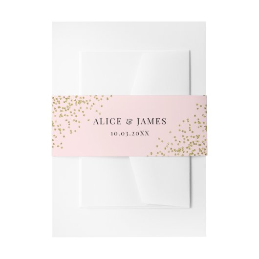 Roze en Gold Glitter Invitation Band Uitnodigingen Wikkel (Voorkant Voorbeeld)