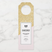 Roze en Gold Glitter Moderne Speciaal Flessenhanger (Voorkant)
