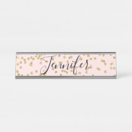 Roze en Gold Glitter Name Bord Bureau Naambordje