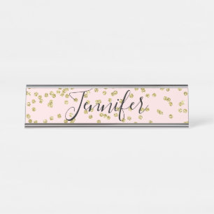 Roze en Gold Glitter Name Bord Bureau Naambordje