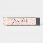 Roze en Gold Glitter Name Bord Bureau Naambordje (Voorkant)