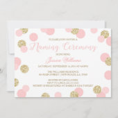 Roze en Gold Glitter Naming-ceremonie Kaart (Voorkant)