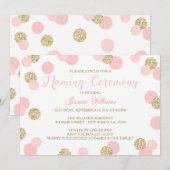 Roze en Gold Glitter Naming-ceremonie Kaart (Voorkant / Achterkant)