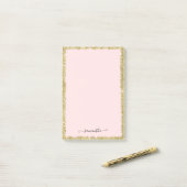 Roze en Gold Glitter Post-it Notes (Op bureau)