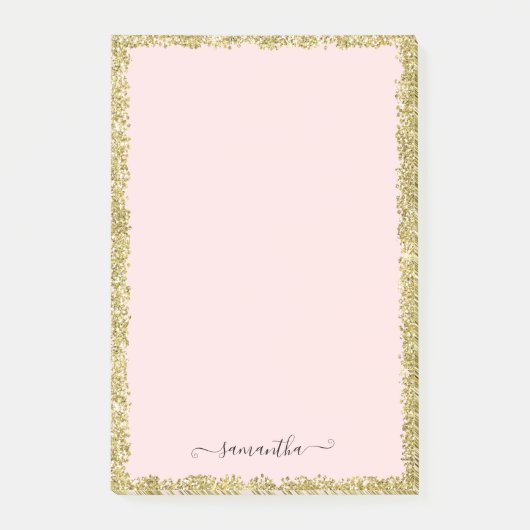 Roze en Gold Glitter Post-it Notes (Voorkant)