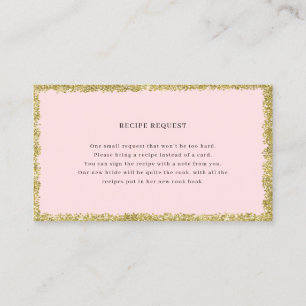 Roze en Gold Glitter Recipe Request Card Visitekaartje