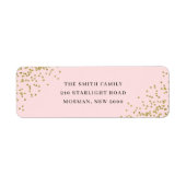 Roze en Gold Glitter Return Address Label (Voorkant)