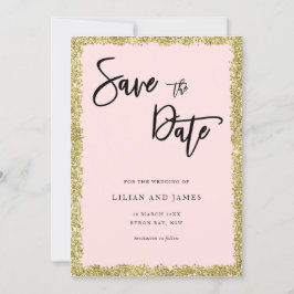 Roze en Gold Glitter Sla de datum op Kaart