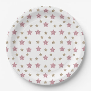 Roze en Gold Glitter Star 9-inch Bord papier