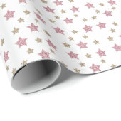 Roze en Gold Glitter Star Wrapping Paper Cadeaupapier (Rol Hoek)