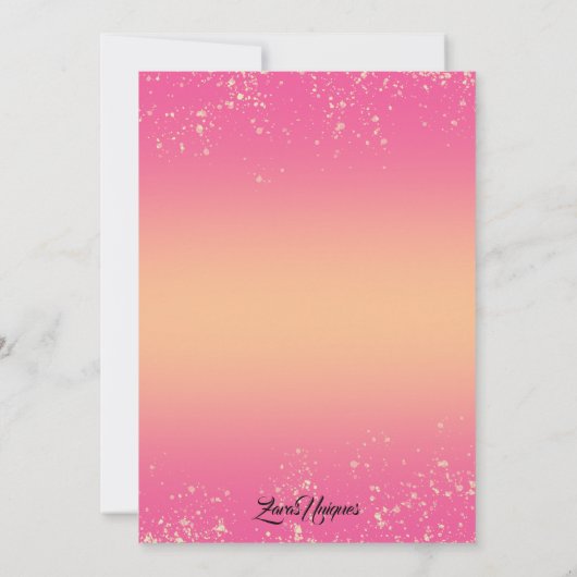 Roze en Gold Glitter Sweet 16 Uitnodiging (Achterkant)