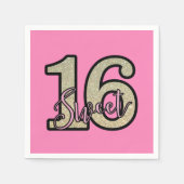 Roze en Gold Glitter Sweet 16th Birthday Servet (Voorkant)