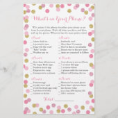 Roze en Gold Glitter Wat zit er in je telefoonspel (Voorkant)