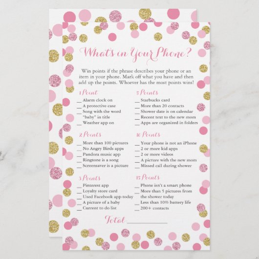 Roze en Gold Glitter Wat zit er in je telefoonspel (Voorkant / Achterkant)