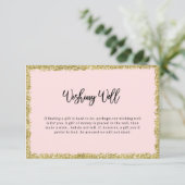 Roze en Gold Glitter Wishing Well Enclosure Card Informatiekaartje (Staand voorkant)