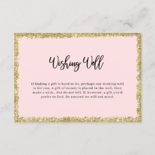 Roze en Gold Glitter Wishing Well Enclosure Card Informatiekaartje