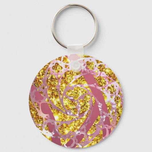 Roze en Gold Glitz Sleutelhanger (Voorkant)