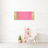 Roze en Gold Happy Birthday-banner, Christelijk Spandoek (Insitu)